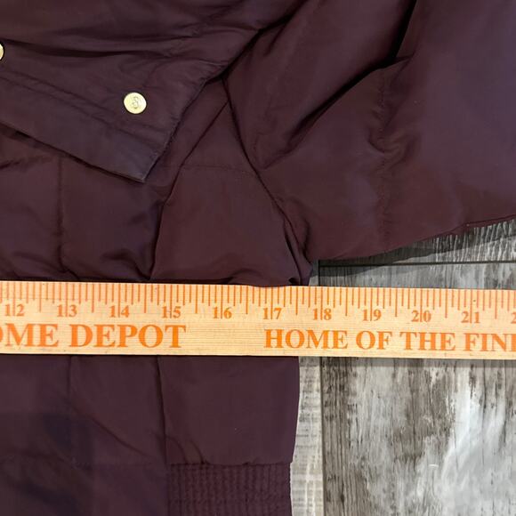 Cole Haan Signature Hooded Down Puffer Coat Small Merlot Baffle-Box Quilted - Picture 12 of 16